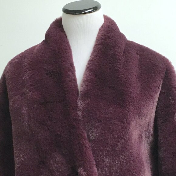 ABERCROMBIE & Fitch burgundy maroon red faux fur shearling coat cozy NEW S - Picture 4 of 11